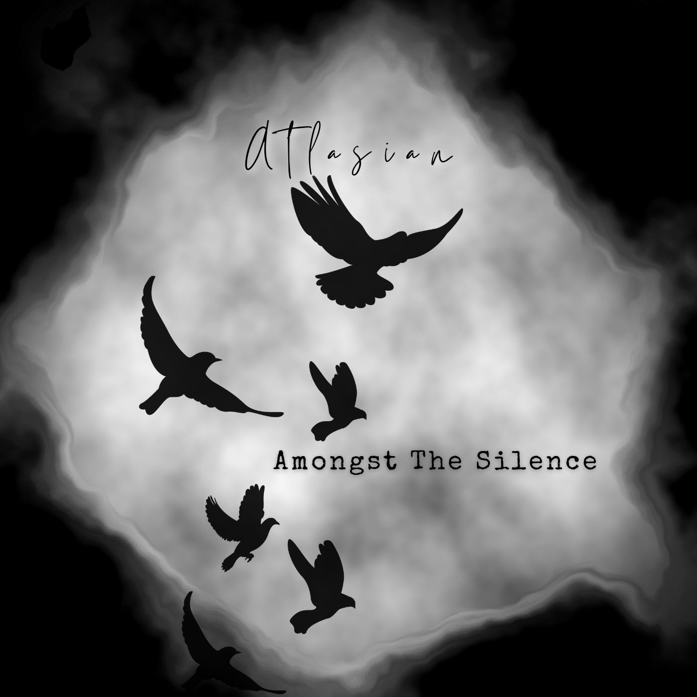Album cover for Amongst The Silence by Atlasian — bird silhouettes against a pale sky